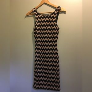 Forever 21 Gold + Black Chevron Bodycon